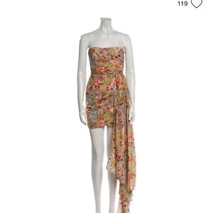 Bronx and Banco Asymmetrical Floral Dress - Red and Cream